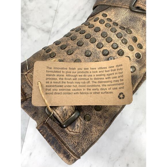 BED STU Cobbler Series Moto Boots Women 6 Brown Leather Studded Distressed NWT - Picture 8 of 12